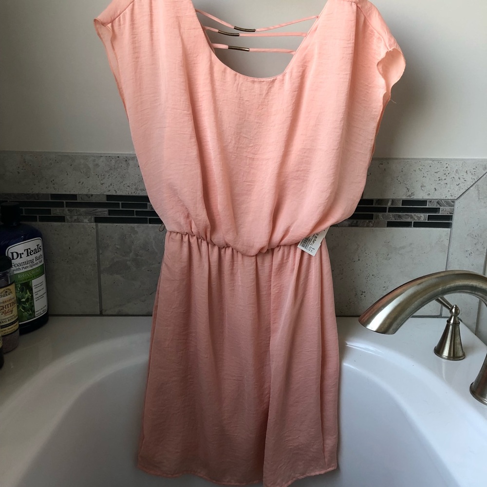Peach Satin Mini Dress